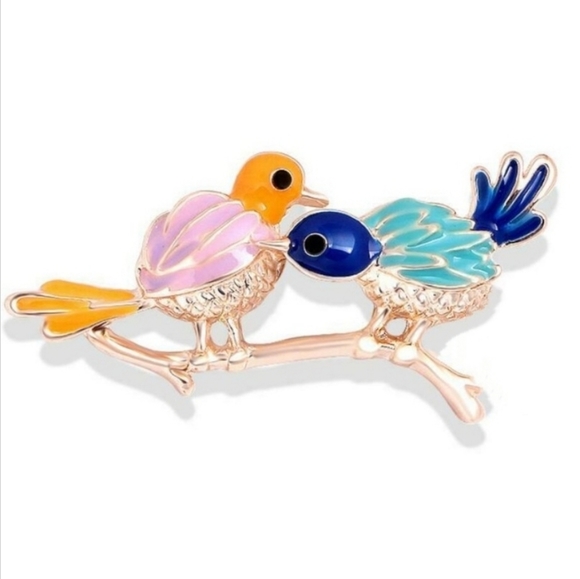💥 2/ $15 Cute birds on branch Brooch Pin *NWT - Picture 3 of 3